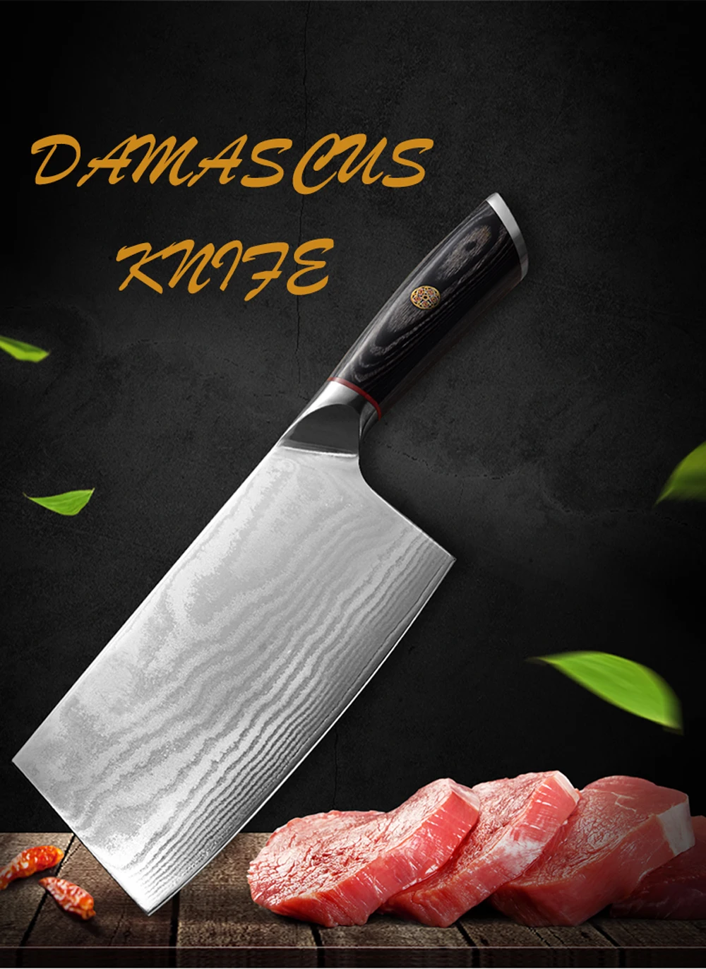 Timhome Новое поступление 67 слоев дамасский кухонный Кливер нож whit хорошее качество деревянная ручка