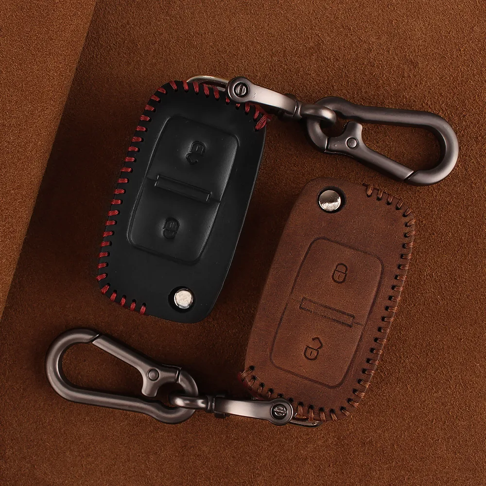 Кожаный чехол для ключей KEYYOU VW Volkswagen Amarok Polo Golf MK4 Bora Jetta Altea Alhambra Fob Key Portect|Футляр