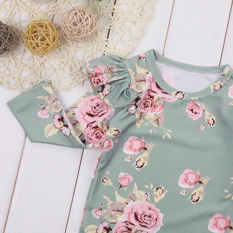 Детский хлопковый комбинезон с длинным рукавом цветочным принтом|baby girls clothing|kids