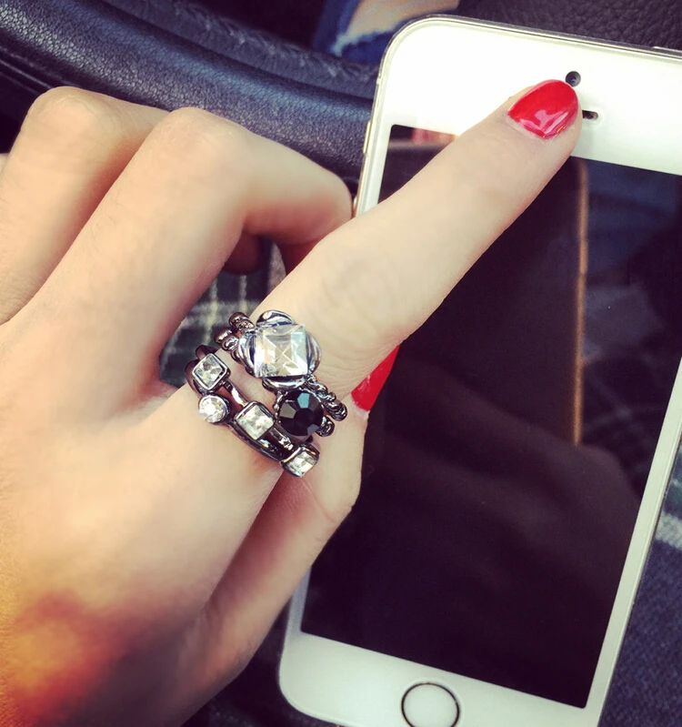 4 шт./лот модные кольца с кристаллами для девочек винтажное женское Брендовое