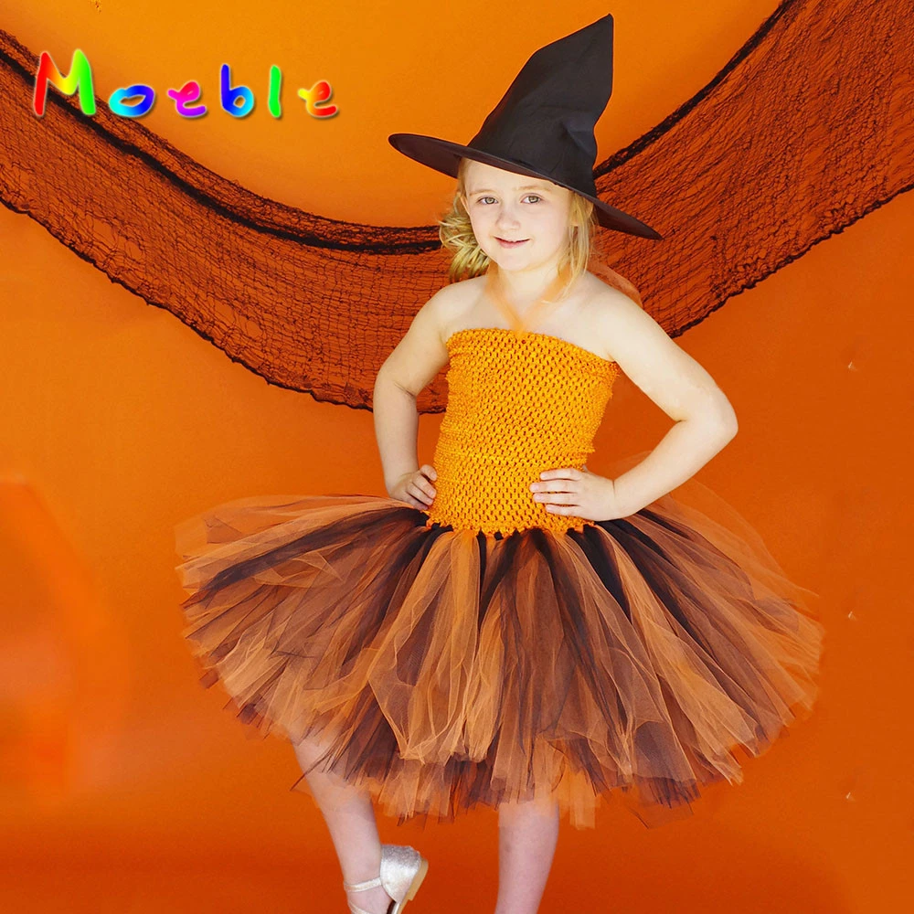 Moeble girl tutu dress Children night Cosplay baby Clothing Chirldren Chrismas Costume Kids Orange girls halloween costumes | Детская
