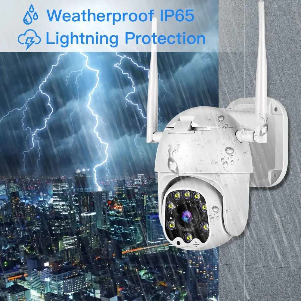 1080P 2MP Беспроводная IP камера Wifi скоростная купольная PTZ наружная IP66 Onvif