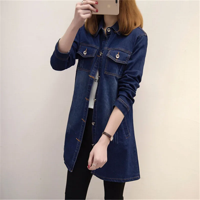 Весенняя женская верхняя одежда 2018 Новая джинсовая куртка с длинными рукавами