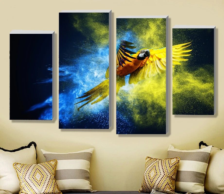 4 Панель наборы Красивый водопад пейзажная живопись цветы современные картины на