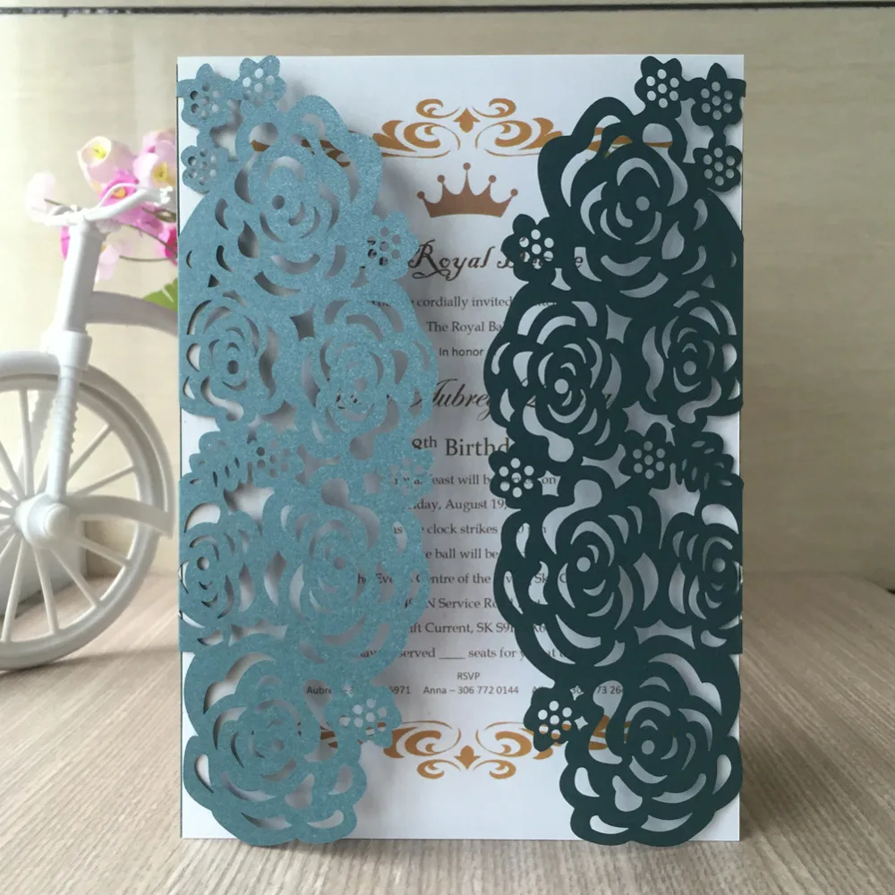 

Pearl paper indonesia greeting cards wedding invitation card laser cut Popular design with various colors envelope custom print