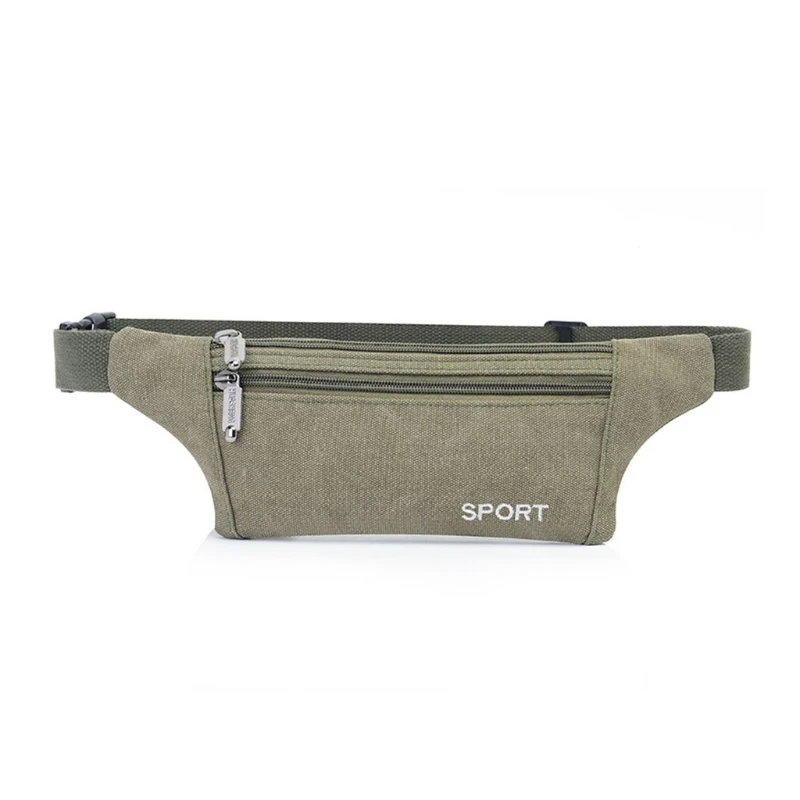 Army Green Новинка, 1 шт., модная мужская холщовая поясная сумка, сумка для путешествий, на бедрах, с карманом на молнии - Цвет: Army Green