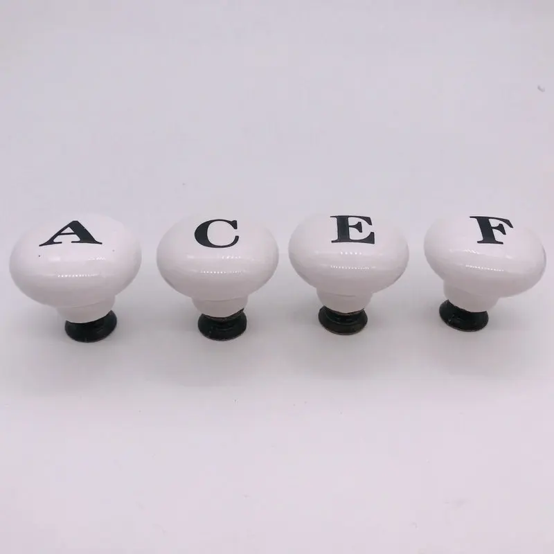 Cute for Kids Room Vintage Cabinet Knobs and Pulls 8 Pack Ceramic White Painted with ABC Letter Design | Обустройство дома