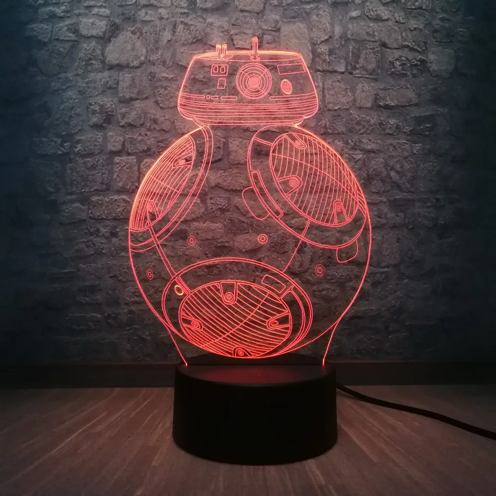 Звездные войны BB8 робот шар 3D Светодиодная лампа последнее дистанционное