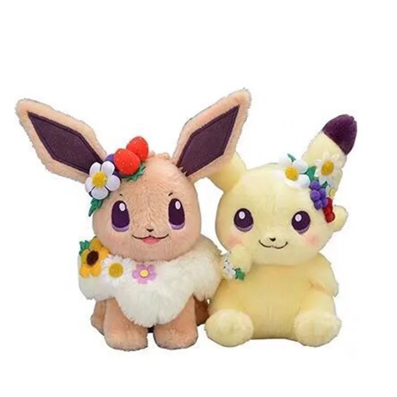 2pcs Пасхальный Пикачу eevee плюшевые игрушки высокого качества милые аниме куклы для друга подарок - Цвет: 2pcs