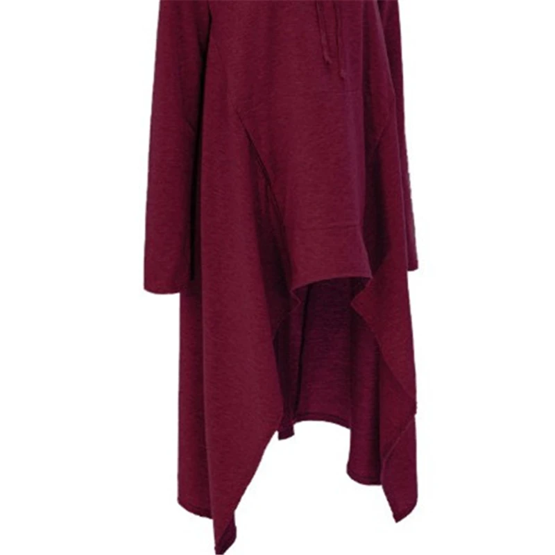 

2018 New European And American Solid Color Long Hooded Sweatshirts Ladies Leisure Hoodies Loose Long-sleeved Pullover Sportswear