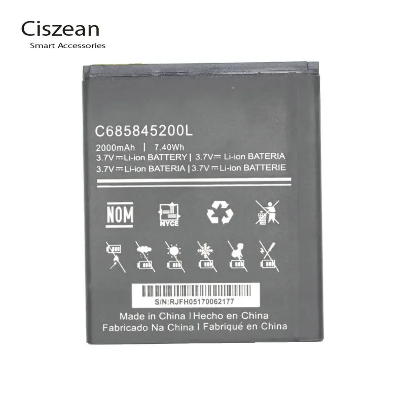 Ciszean 10x3,7 V 2000 mAh Замена C685845200L литий-ионный аккумулятор для BLU Studio C HD S090Q батареи