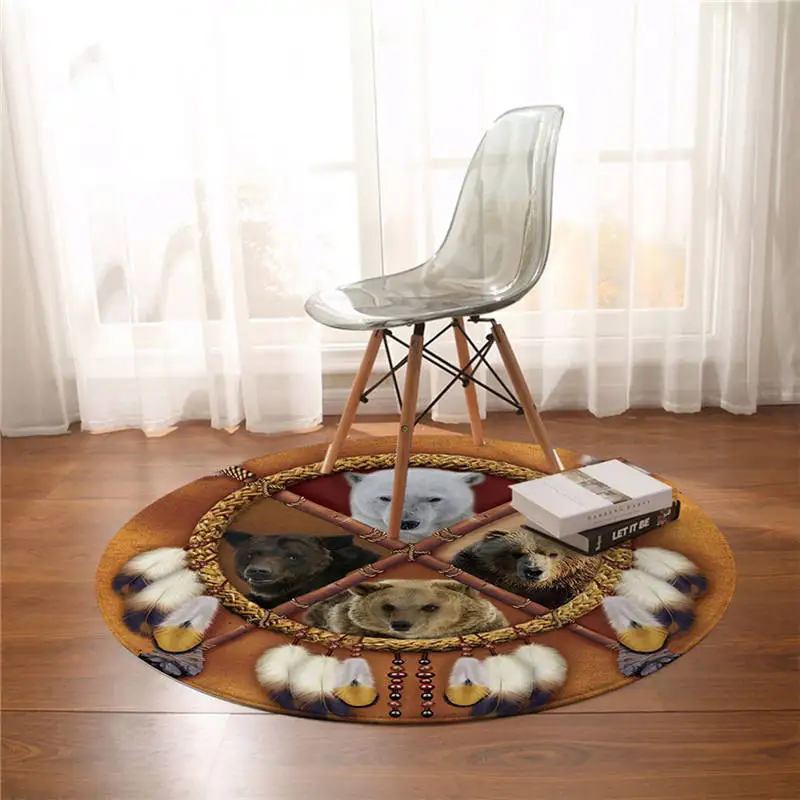 Pug Постельные принадлежности Outlet Dreamcatcher области коврики Нескользящие волк животное круглый ковер Племенной лев тигр леопард пол коврик супер мягкий круглый коврик - Цвет: Pug