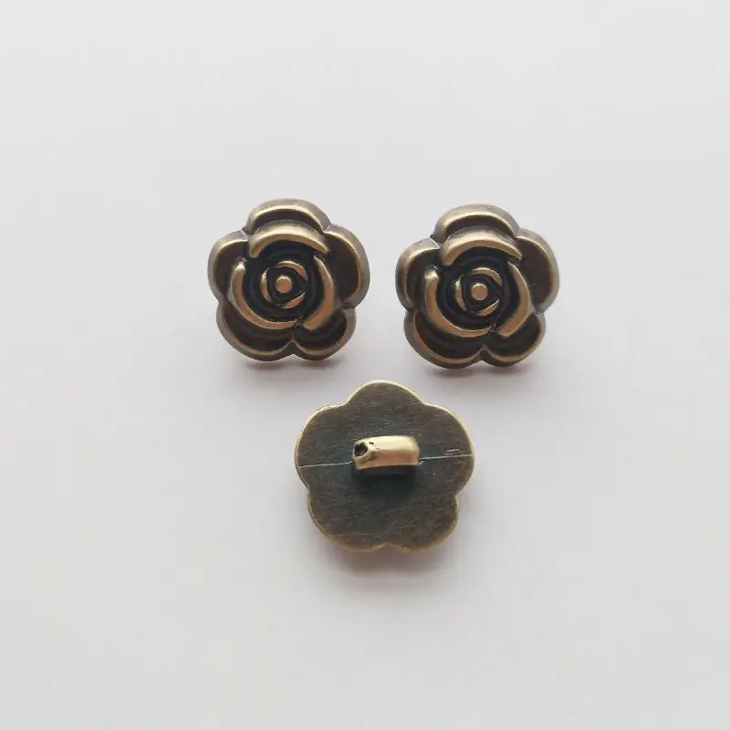 30pcs/lot Rose Flower Buttons Sewing-On One-Hole Resin Buttons For Clothes Bag Fashion Craft DIY Decoration Beautiful 15mm
