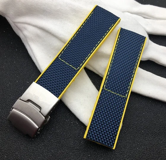 Ремешок силиконовый погружной для наручных часов брендовый синий нейлоновый