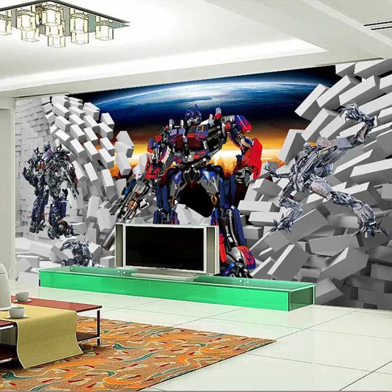 Модные Мультяшные современные обои робот команды дизайн настенная бумага для