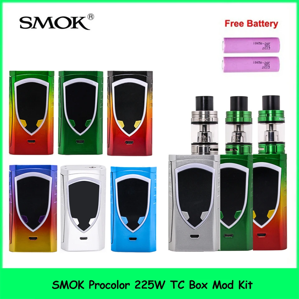 Оригинальный SMOK Pro color 225 Вт TC Box Mod Kit с 18650 батареей fit TFV8 большой детский атомайзер