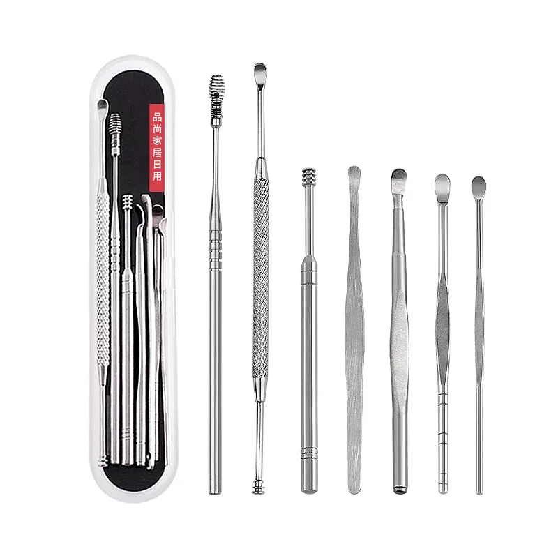 7 шт./лот серебро из нержавеющей стали для удаления воска ушей Curette Cleaner