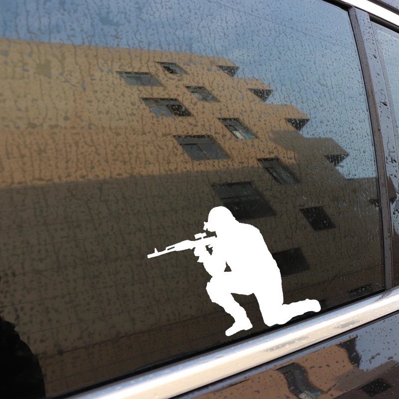 YJZT 12.3*11.4CM Shooting Gun Soldier Car Sticker Vinyl Decoration Motorcycle Accessories Graphic C12-0336 | Автомобили и