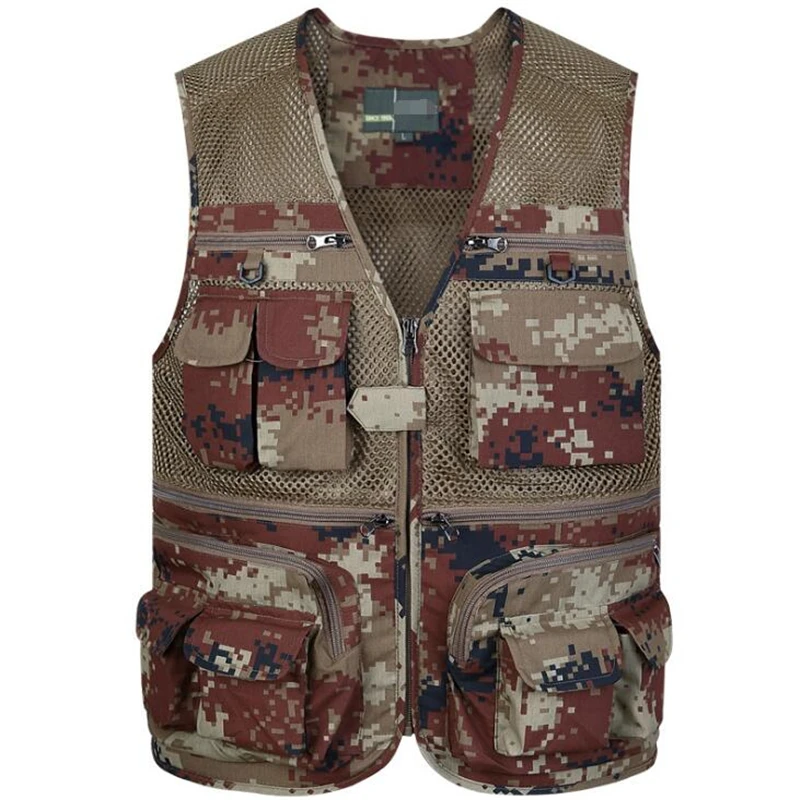 

L-4XL Men mesh Sleeveless photography Vest Big Size Male High Quality Jacket spring autumn Multi-Pocket Tactics Outwear coat
