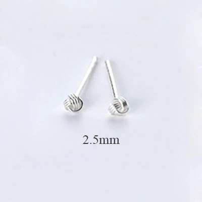 2.5MM Новые ювелирные изделия из стерлингового серебра 925 пробы крученая нить любовь серьги-гвоздики с узлами Tinny мяч-клубок для женщин - Окраска металла: 2.5MM