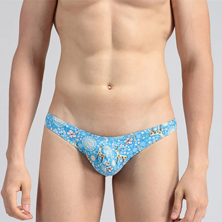 Мужские трусы стринги с мешочком для пениса Sika deer черные брифы U-образным