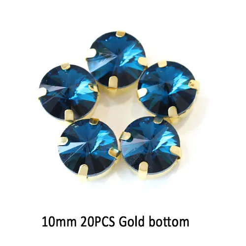 10mm------20pcs Горячее предложение! Распродажа! Павлиньи стразы из голубого стекла, стразы для пришивания, стразы для свадебного платья Y3502 - Цвет: 10mm------20pcs