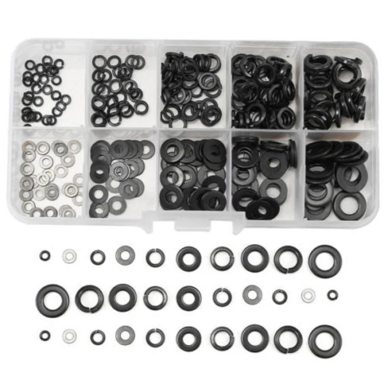 

280Pcs 10 Values Stainless Steel Flat Washer Spring Washers Assortment Set