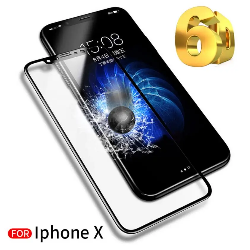 6D изогнутое твердое стекло с полным покрытием для Iphone X защитная пленка 9H