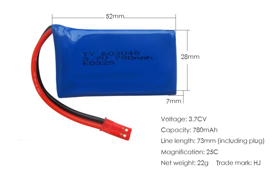 3.7 В 780 мАч 20C lipo Батареи RC Quadcopter WLtoys V686 V686K V686J Запасных Частей бесплатная доставка |
