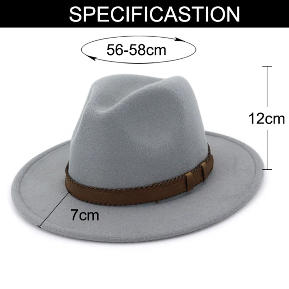 Фетровая шляпа FS с поясом для мужчин и женщин теплая хлопковая в винтажном стиле