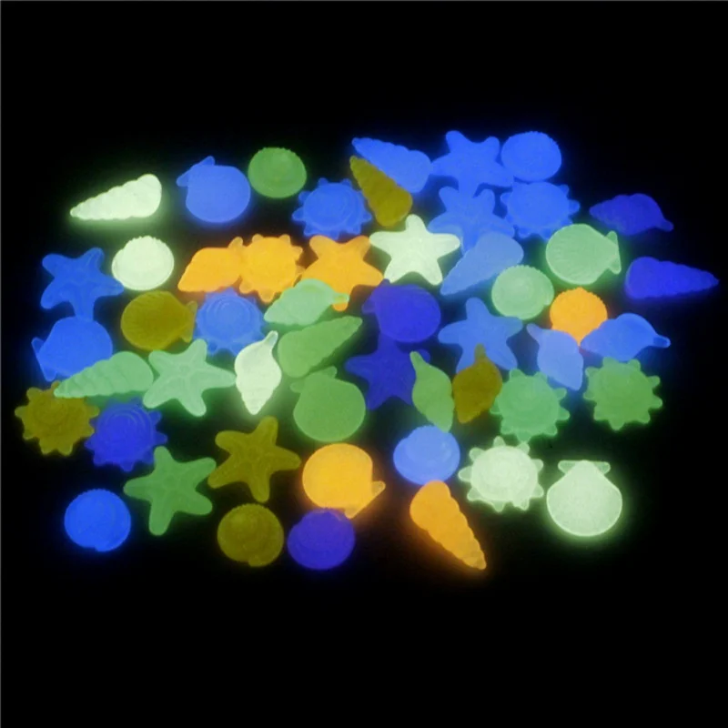 80 шт Искусственный Красочный световой камни светится в темноте морских