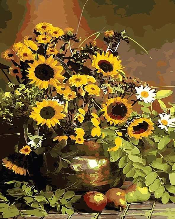 AZQSD Painting By Numbers Paint Sunflower Garden DIY Canvas Picture Hand Painted Oil Painting Flowers Home Decoration K468 - Цвет: SZYH-K135