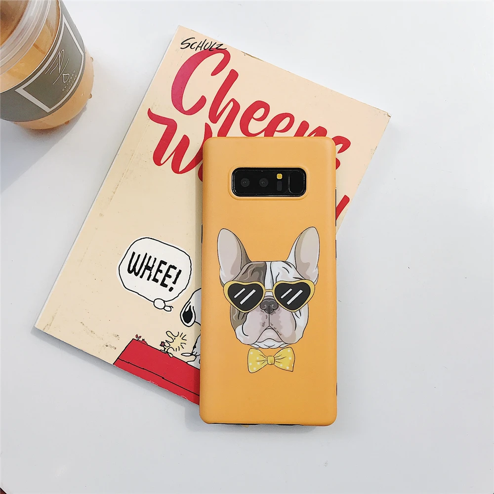 Прекрасный чехол для телефона Bulldog для Samsung Galaxy Note9 Note8 милые матовые чехлы S7 Edge S8 S9 Plus Fundas on.