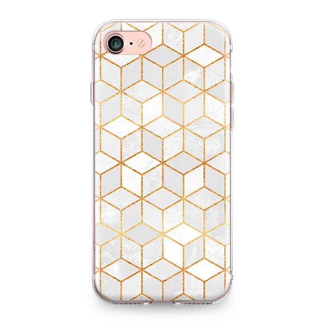 Для Iphone 4, 4S, 5, 5S, SE, 6, 6 S, 7, 8 Plus, X, XR, XS Max, мягкая задняя крышка из ТПУ с золотыми краями, геометрическим узором, мрамором, силиконовый чехол, бампер, Fundas