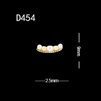 10pcs D454 10 шт./лот 3d кристаллы стразы жемчужные треугольные полукруглые длинные полосы овальные сплава украшения для ногтей - Цвет: 10pcs D454