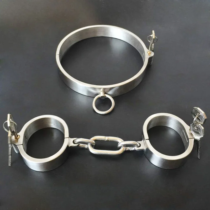 Металлический Resstainless секс наручники лодыжки манжеты ошейник раба БДСМ взрослые