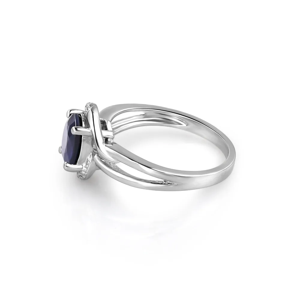 Gem's Ballet 1.66Ct Овальный натуральный сапфир драгоценный камень винтажные кольца 925 пробы серебряные ювелирные изделия для женщин Прямая поставка