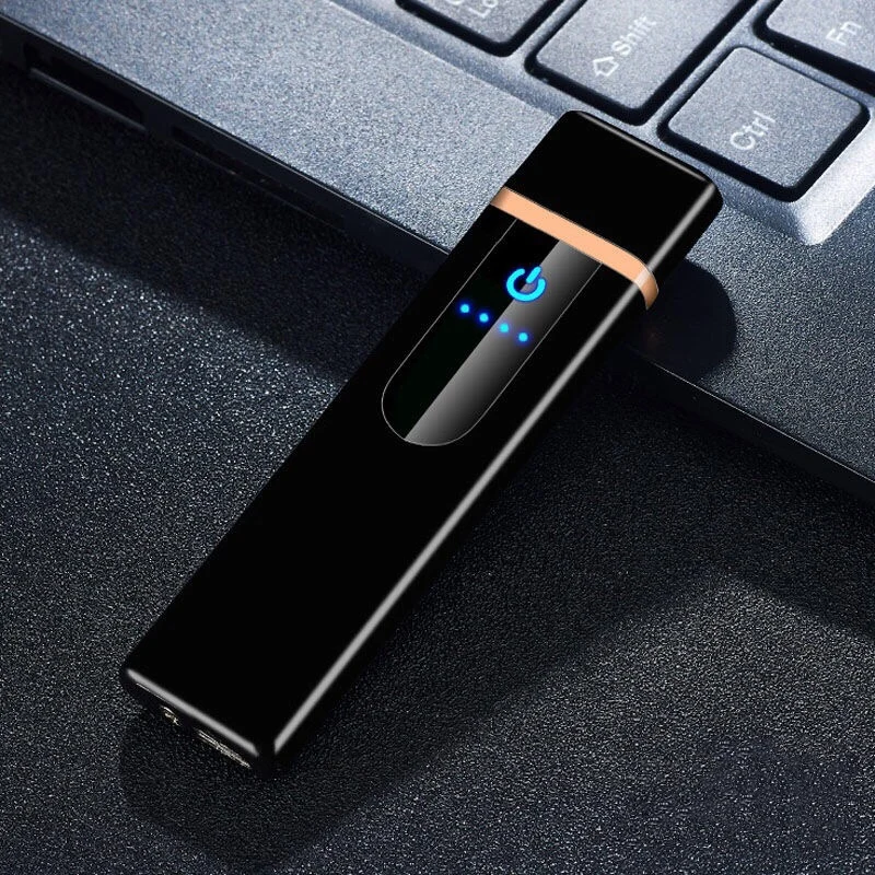 Креативная ветрозащитная электронная USB Зажигалка для сигарет с сенсорным экраном и отпечатком пальца, Оригинальная зажигалка, подарок, модная
