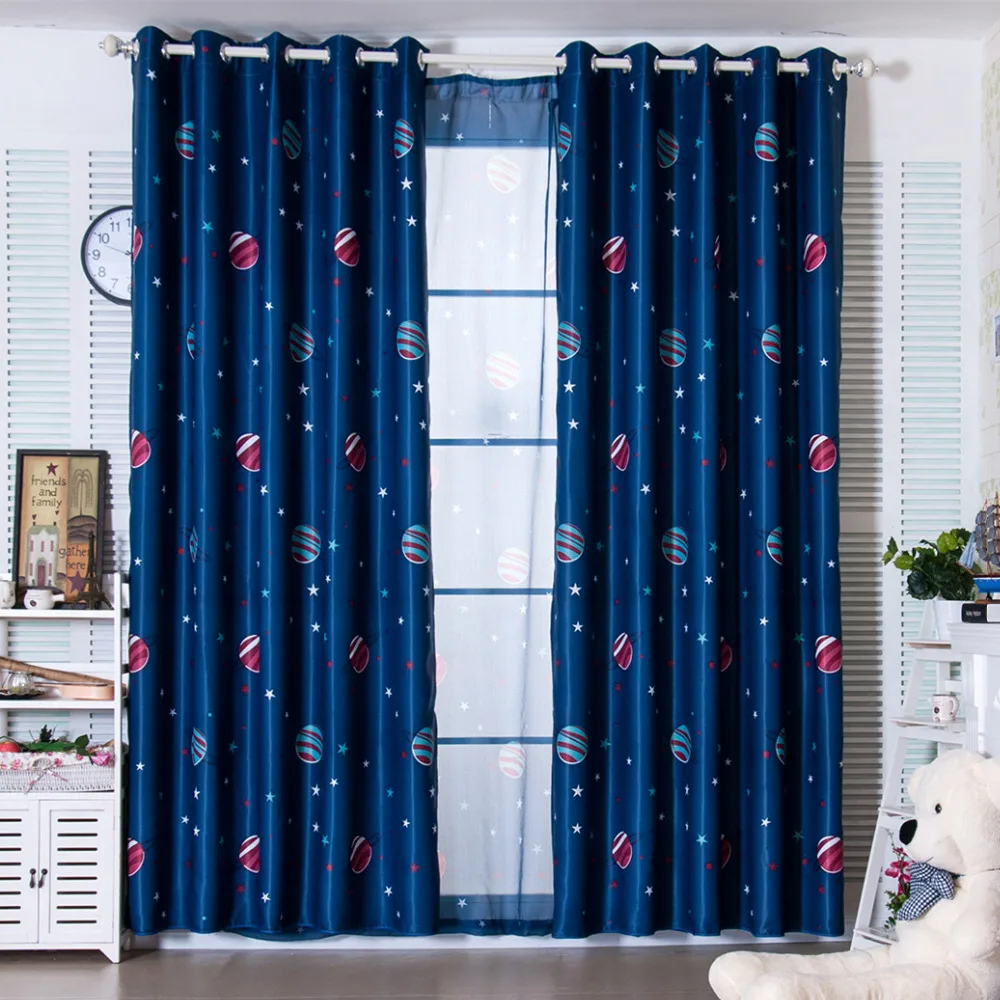Последние 2 вида цветов синие Мультяшные шторы для мальчиков спальни детей