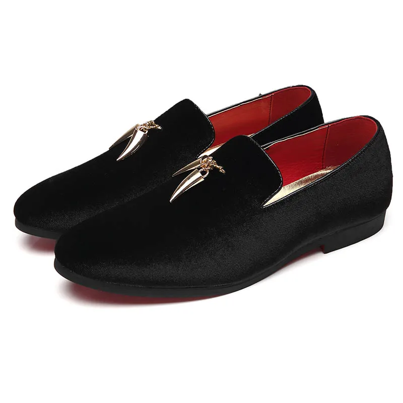 2019 Men Velvet Loafers Slip-on Flats Gold Tooth Decoration Plus Size EU37-48 Casual Shoes Black Burgundy Royal Blue | Обувь
