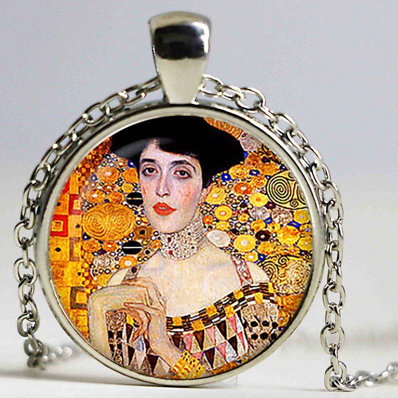 Художественный кулон Portret van Bloch-Bauer I Gustav Klimt. Художественное ожерелье.