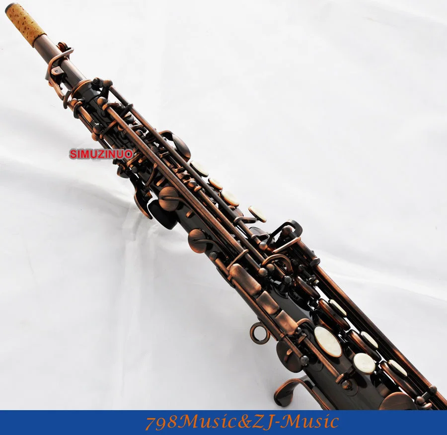 Профессиональный красный античный Сопрано саксофон Bb High F # Sax 2 шейный Новый