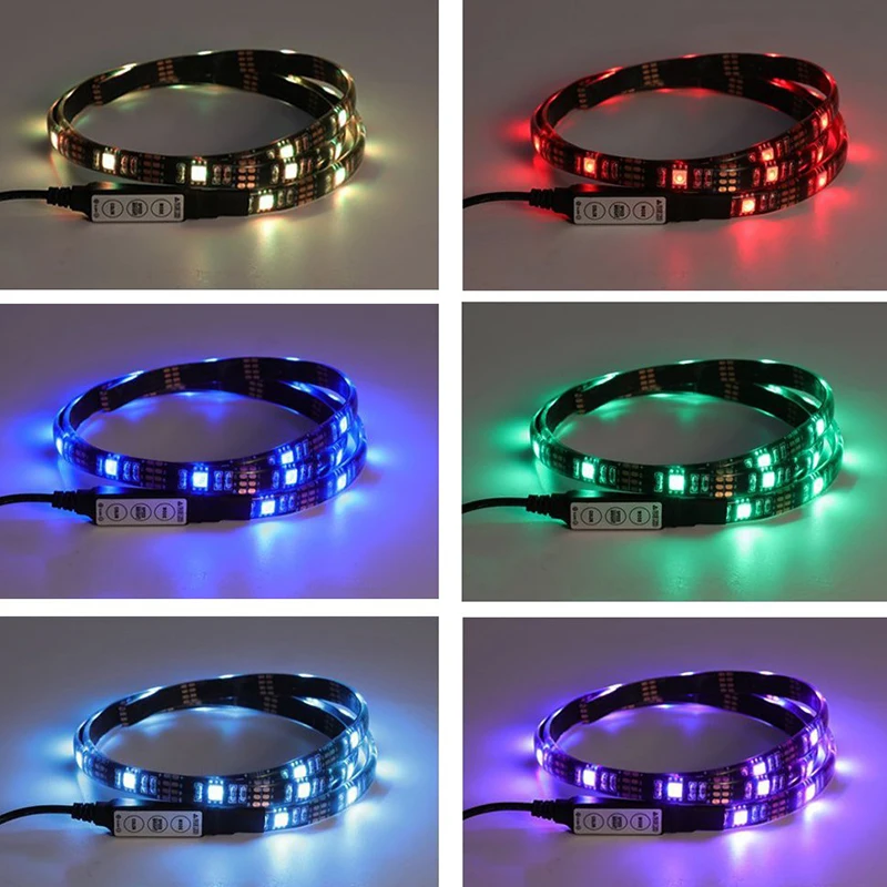 HKZZI USB Светодиодная лента DC5V 5050 RGB красочный 30 60 120 180 светодиодный S настольная