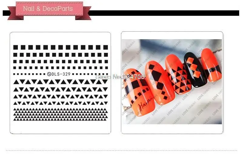 Rocooart DLS329-336 наклейки для ногтей с водными фольгами, модные наклейки для ногтей, черный стиль, треугольные наклейки с мышкой, милые украшения для ногтей