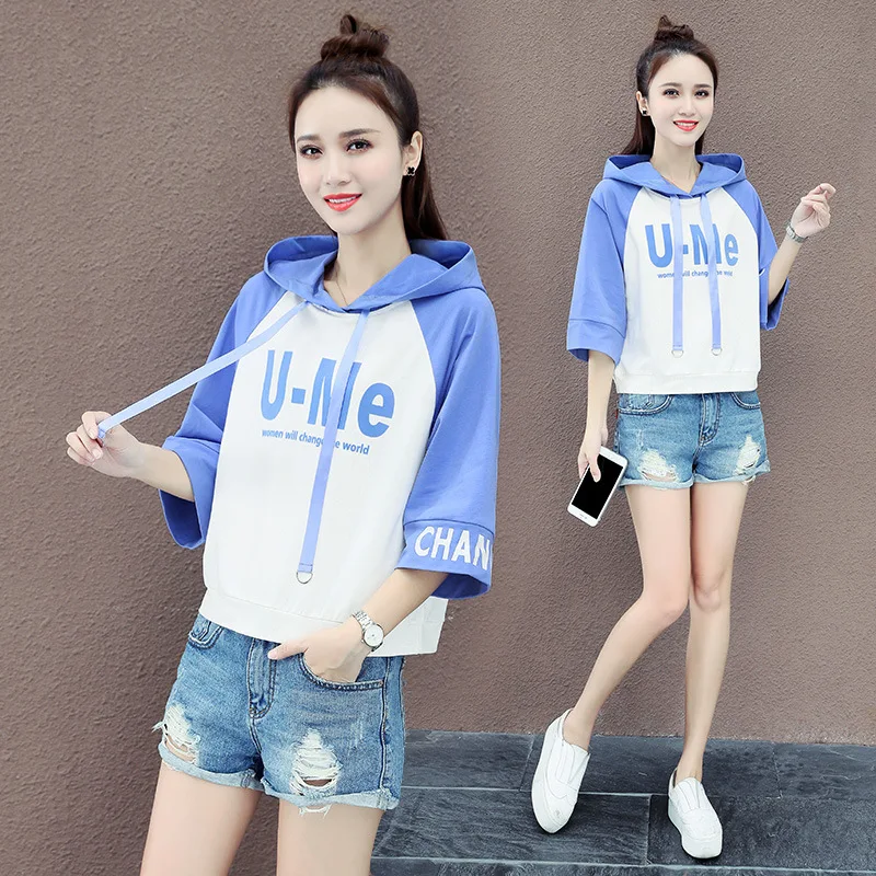 2019 Весенняя толстовка женская с рукавами модная буквенным принтом Повседневная