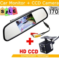 anshilong hd video auto parking night vision reversing ccd car rear view camera with 4 3 inch car rearview mirror monitor