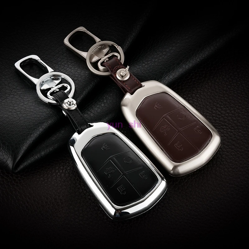 Высококачественный кожаный чехол для автомобильных ключей из цинкового сплава