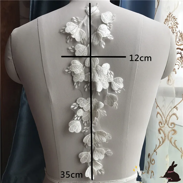 2pairs manual flower embroidery patch applique for Bridal wedding dress sewing fabric accessories clothing decoration | Дом и сад
