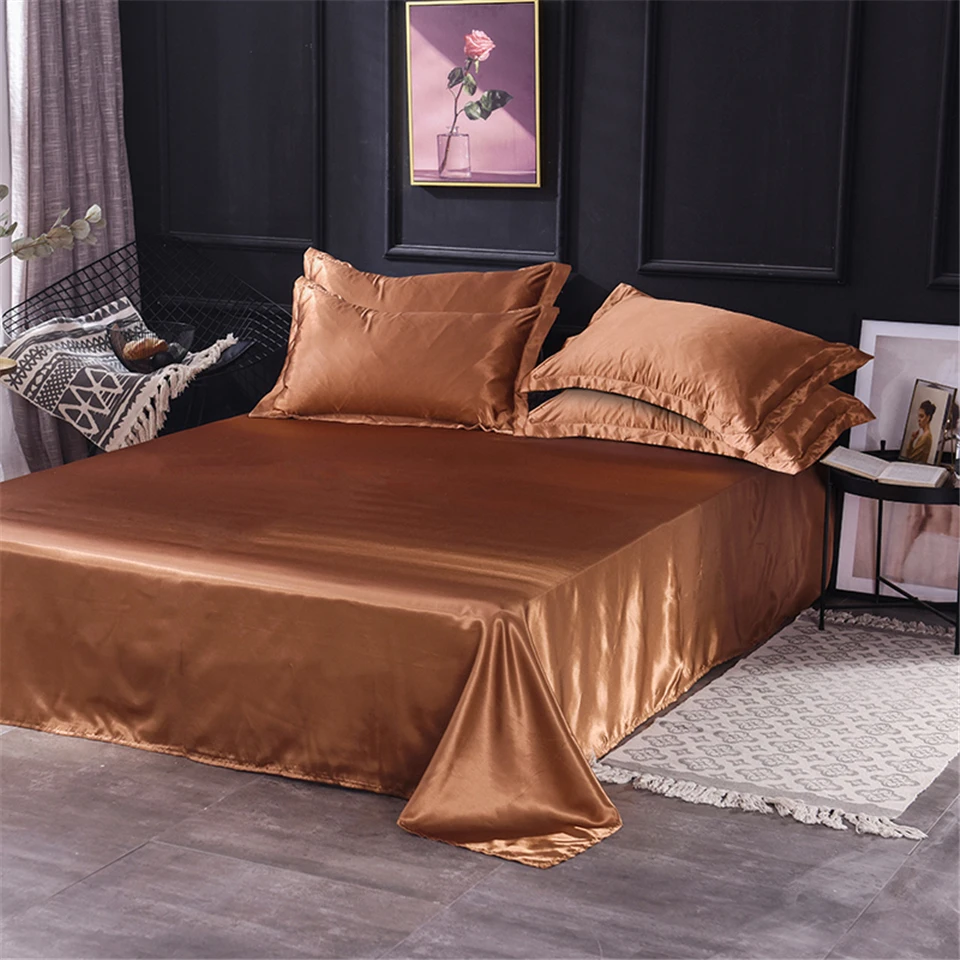 Lowdream чистый шелк розовый плоский лист шелковистая здоровая простыня queen King size для взрослых и детей постельное белье Домашний текстиль 1 шт