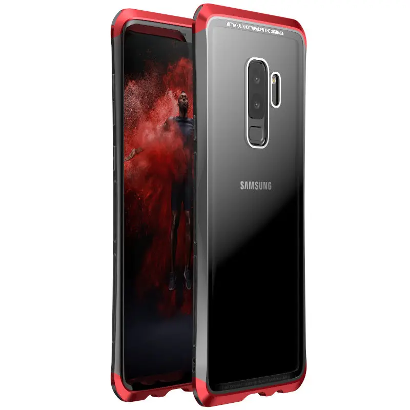 Металлический бампер для samsung Galaxy S9 чехол S 9 прозрачный стеклянный чехол для Galaxy S9 чехол для samsung Galaxy S9 Plus чехол - Цвет: Black and Red